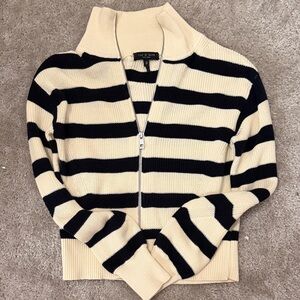 rag & bone Cream and Black Striped Turtleneck Sweater